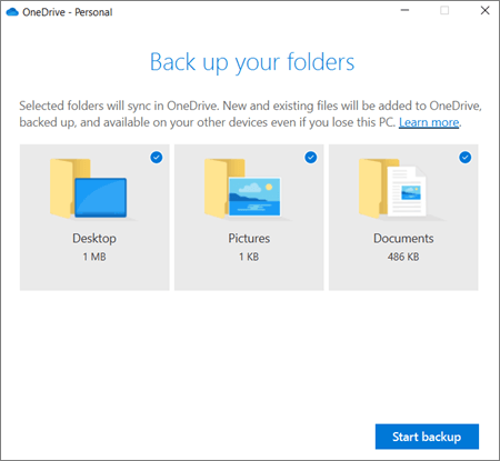 Back up your Documents, Pictures, and Desktop folders with OneDrive